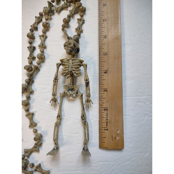 Vintage Halloween Skeleton Rosary Necklace 24" Length Spooky Decor & Costume - Picture 5 of 7